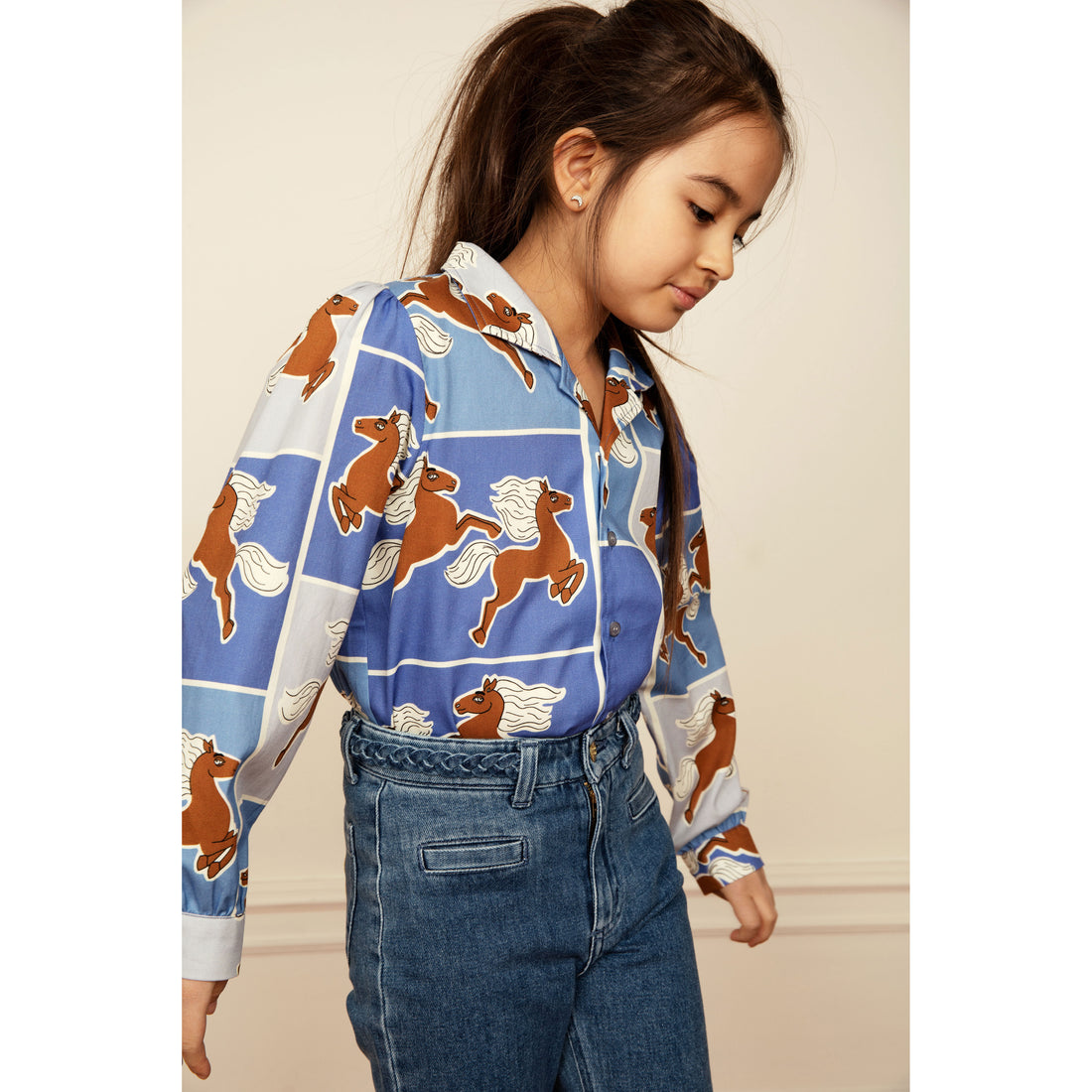 Mini Rodini Blue Horses Woven Shirt