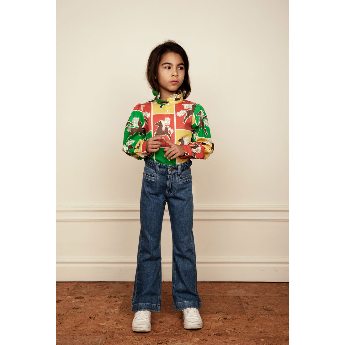 Mini Rodini Multi Horses Woven Frill Blouse