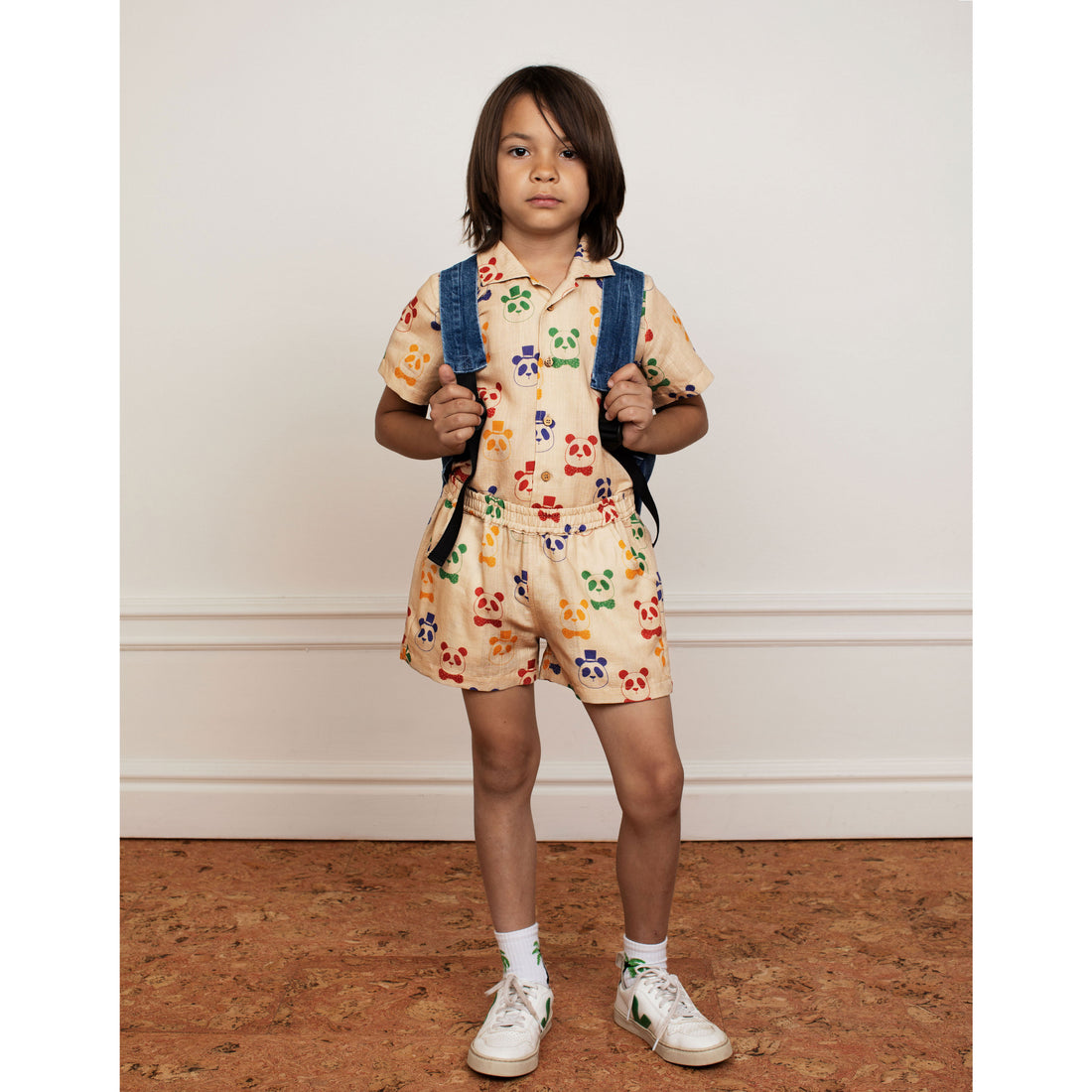 Mini Rodini Panda Woven Short Sleeve Shirt