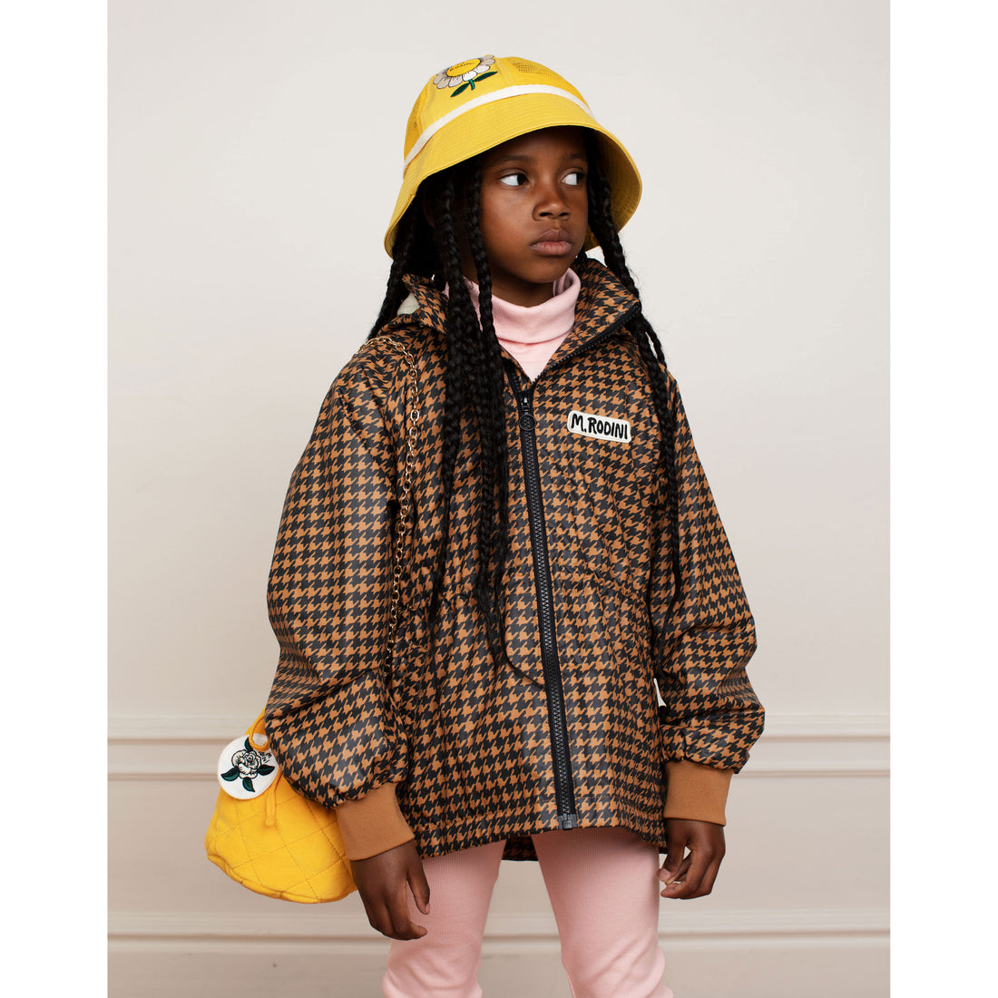 Mini Rodini Houndstooth Windbreaker - Brown