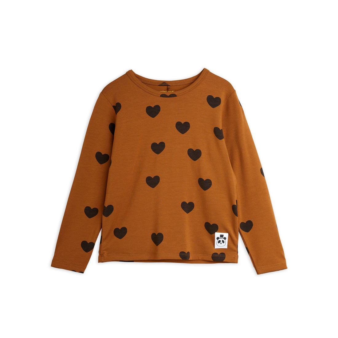 Mini Rodini Brown Basic Hearts Ls Tee Tencel