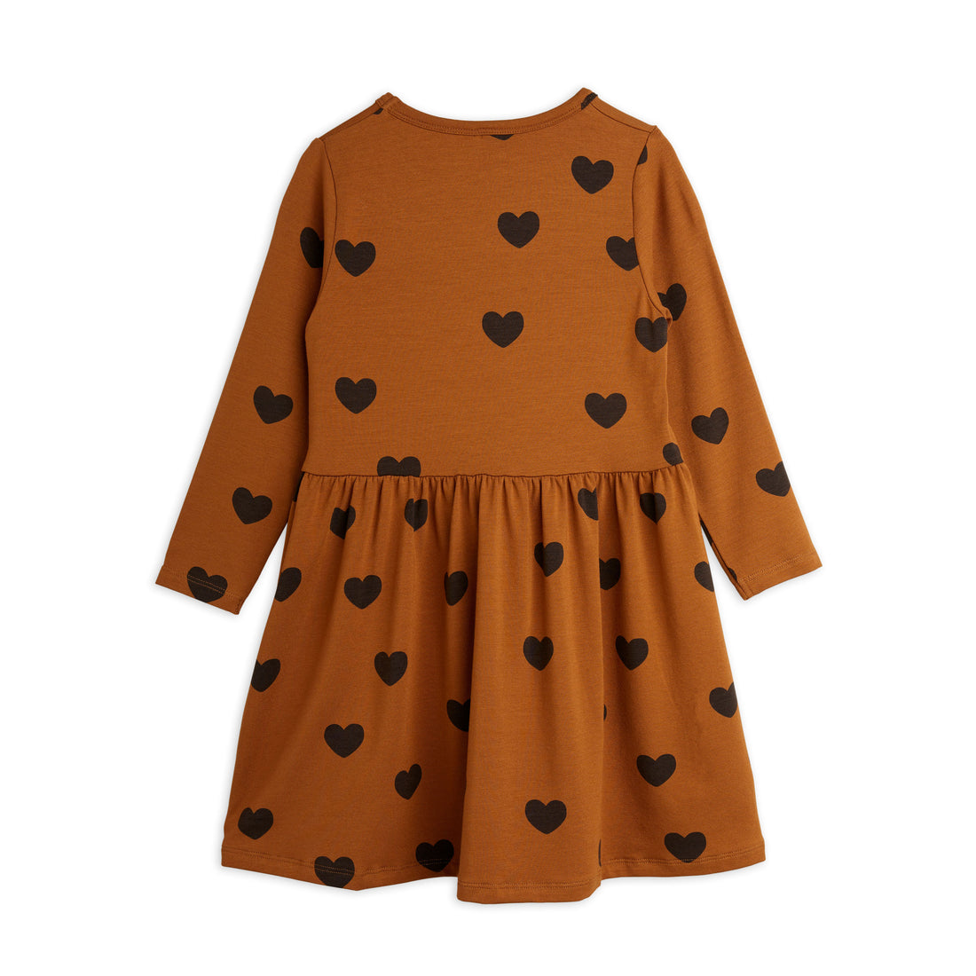 Mini Rodini Brown Basic Hearts Ls Dress Tencel