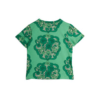 Mini Rodini Flower Aop Short Sleeve Tee - Green