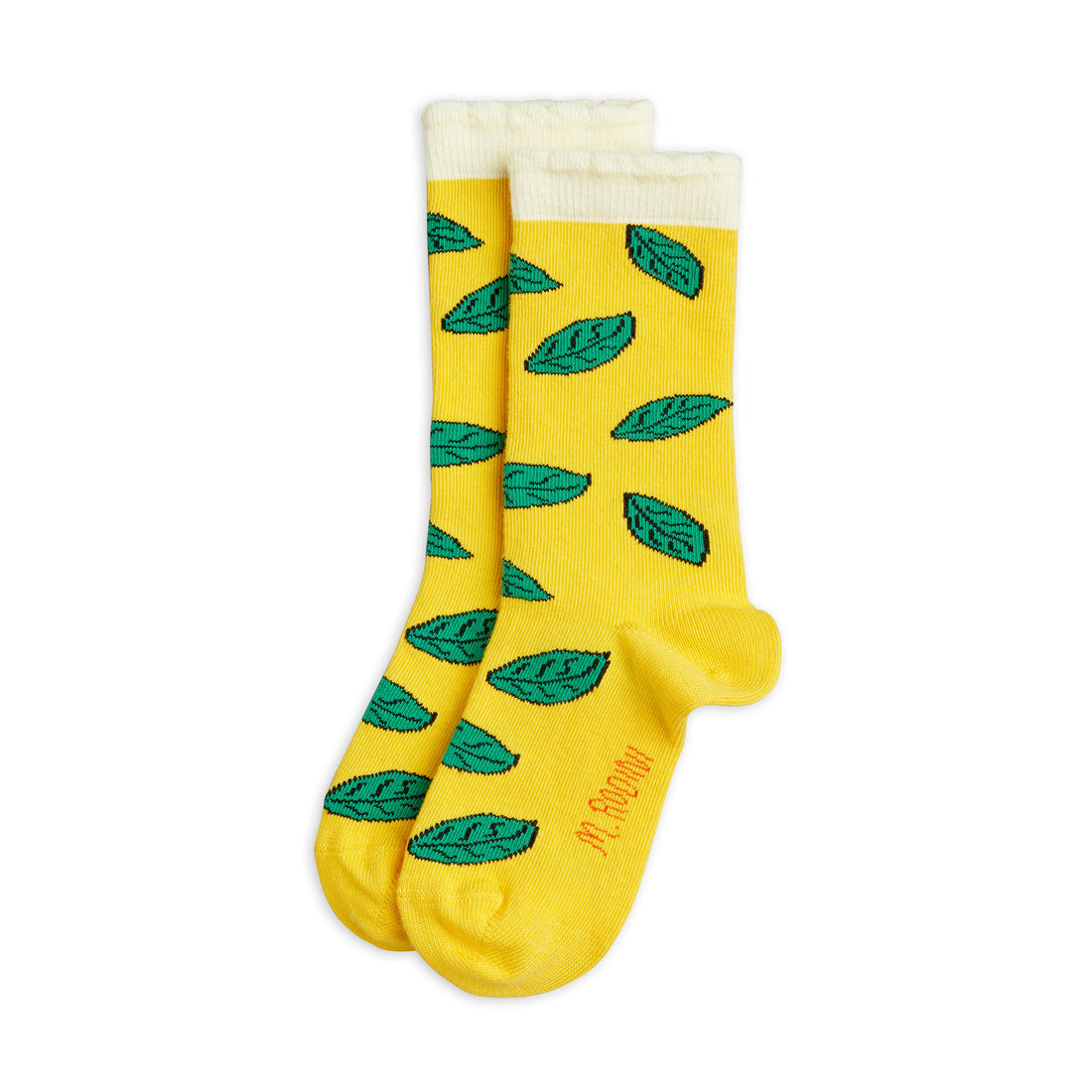 Mini Rodini Leaf Scallop Socks - Yellow
