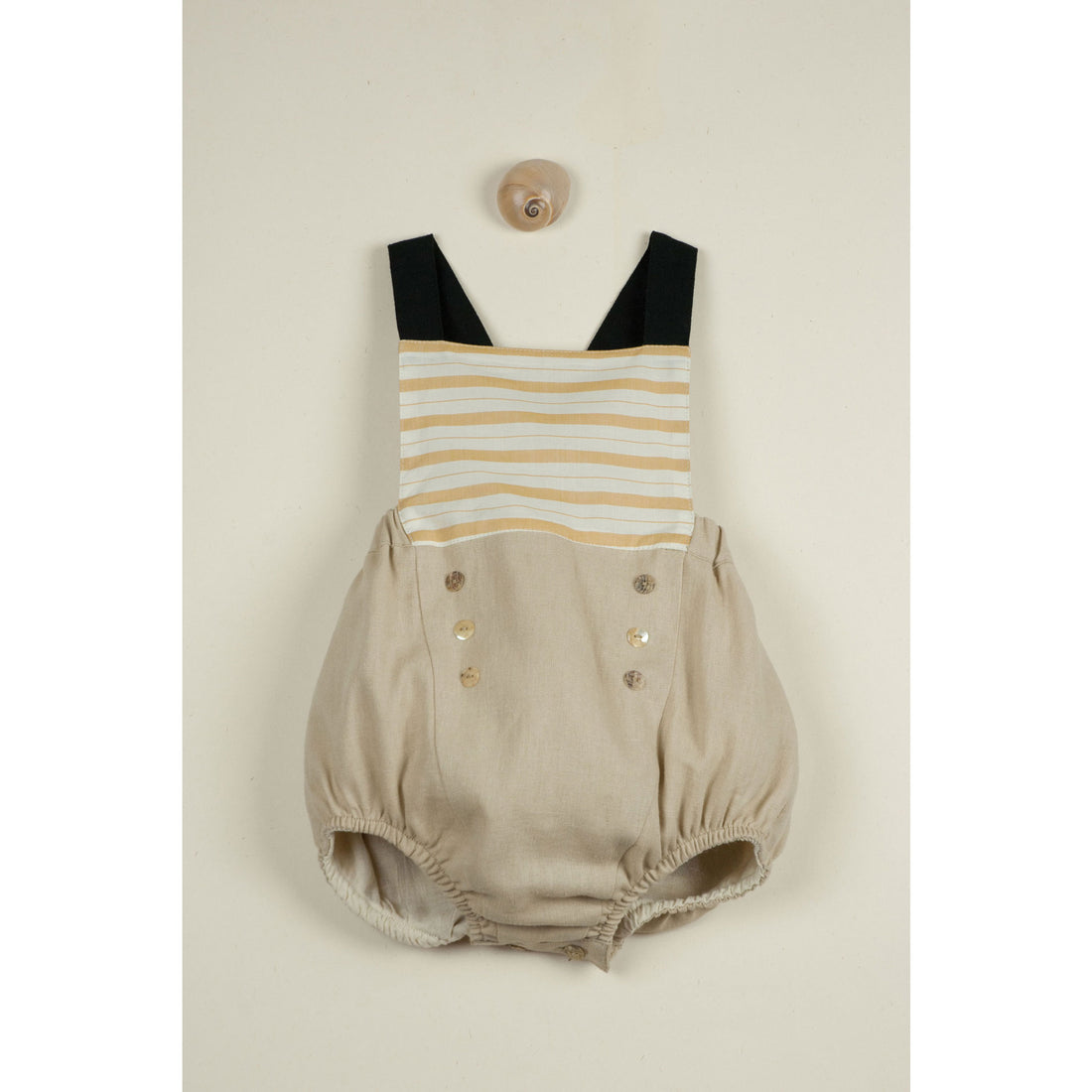 Popelin Ochre Striped Sailor Dungarees