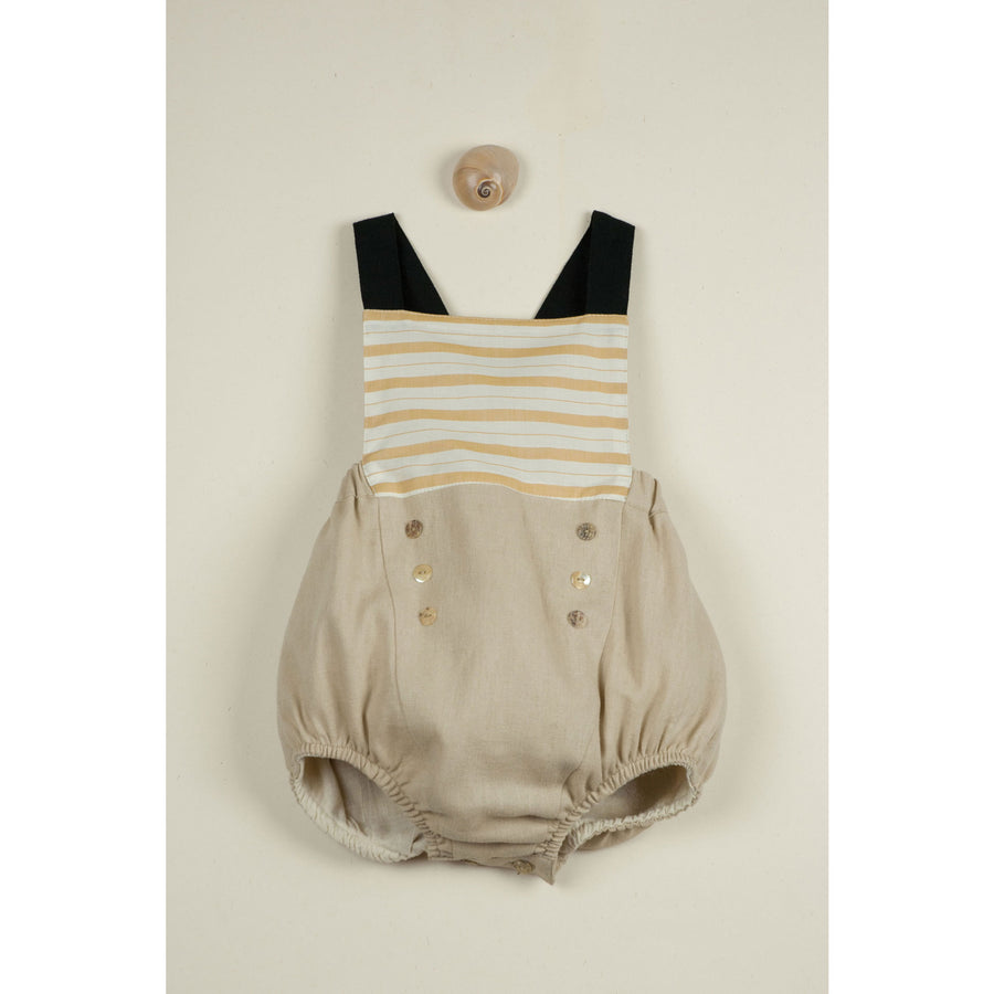 Popelin Ochre Striped Sailor Dungarees