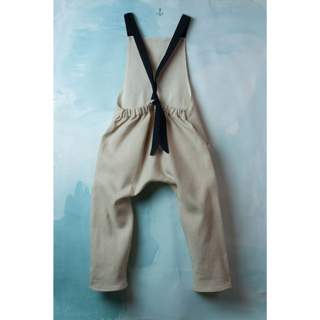 Popelin Beige Long Fishermans Dungarees