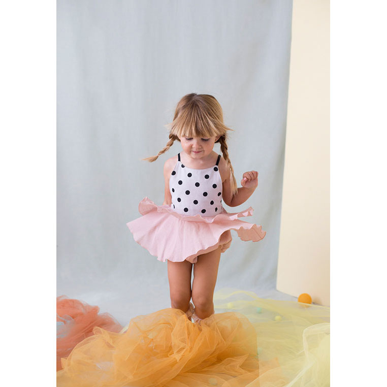 Popelin Black Polka Dot Frill Romper
