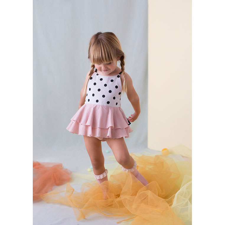Popelin Black Polka Dot Frill Romper