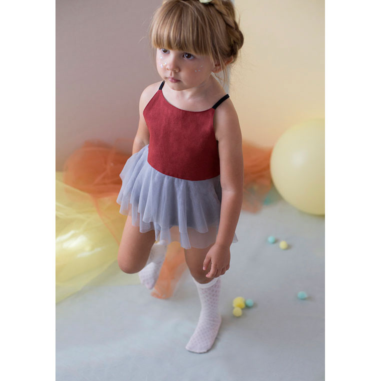 Popelin Earth Red Frill Romper