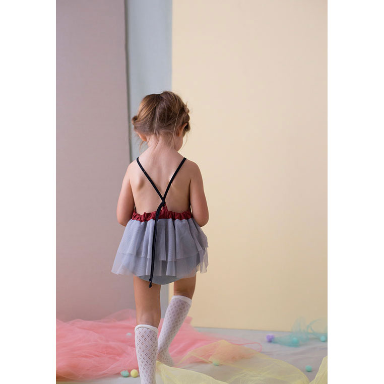 Popelin Earth Red Frill Romper
