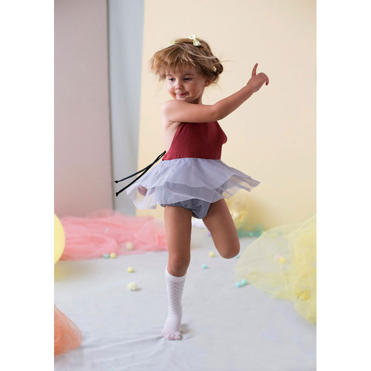 Popelin Earth Red Frill Romper