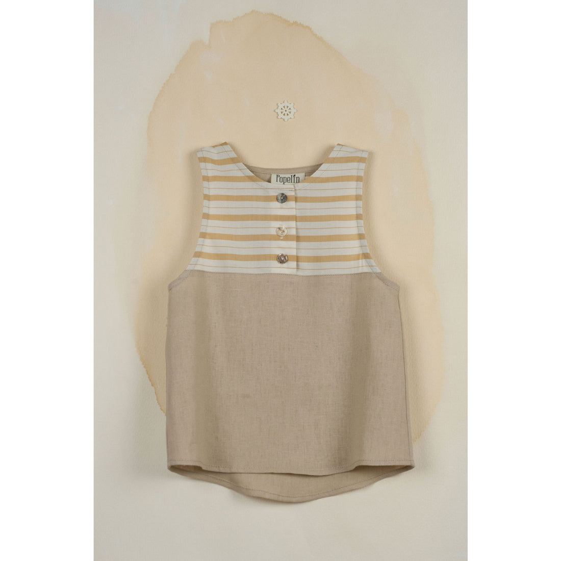 Popelin Beige Sleeveless Shirt