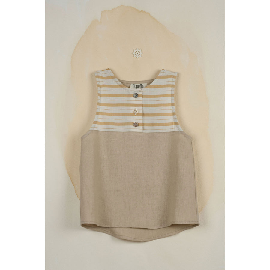 Popelin Beige Sleeveless Shirt