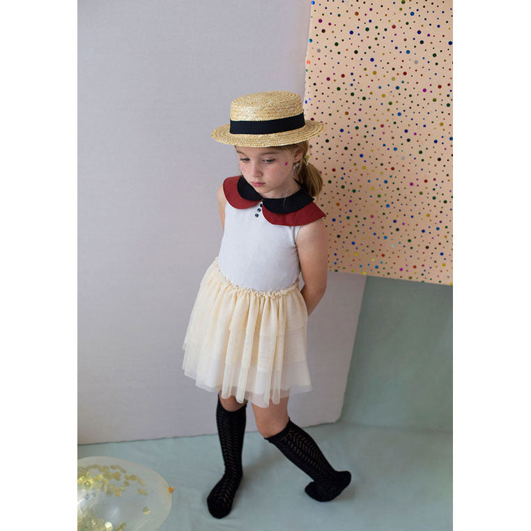 Popelin Beige Double Frill Dress