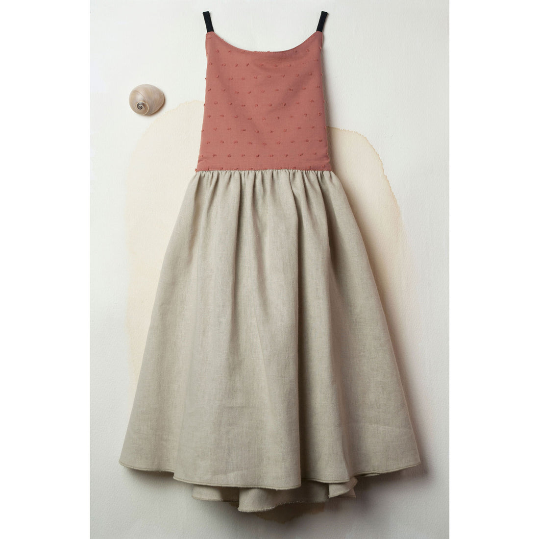 Popelin Beige Reversible Dress with Straps