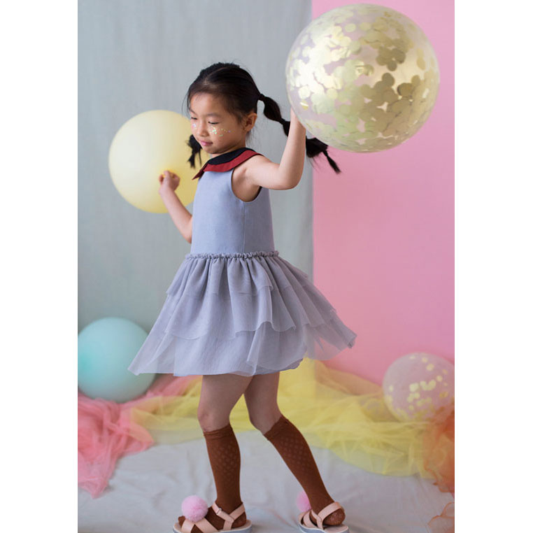 Popelin Blue Double Frill Dress