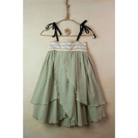 Popelin Ochre Striped Double Layer Dress