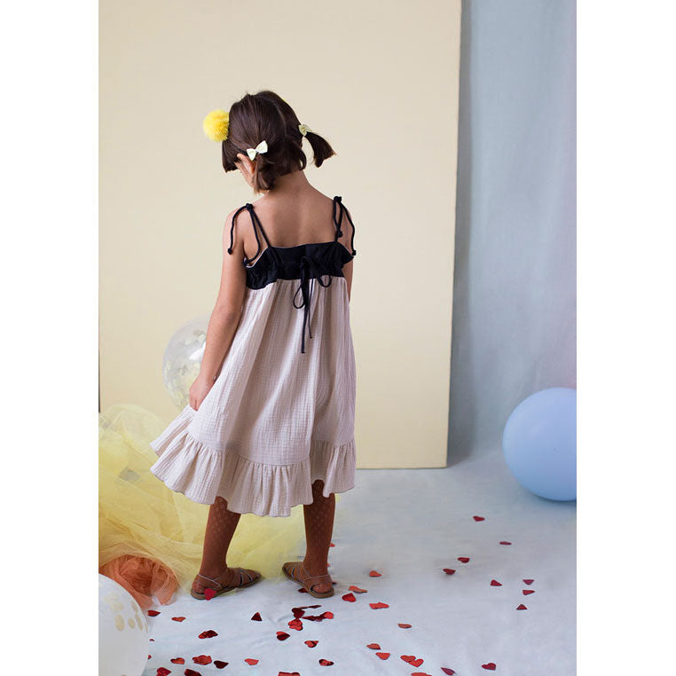 Popelin Beige Reversible Straight Neckline Dress
