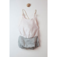 Popelin Reversible White Striped Bather Romper