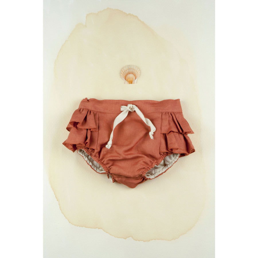 Popelin Terracotta Frills Culotte