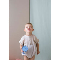 Popelin Beige Short Sleeved Romper