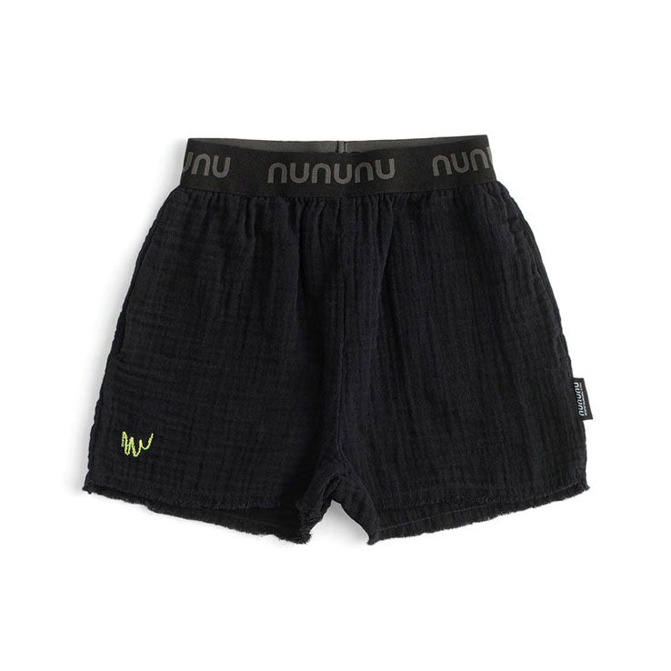 NUNUNU Black Muslin Shorts