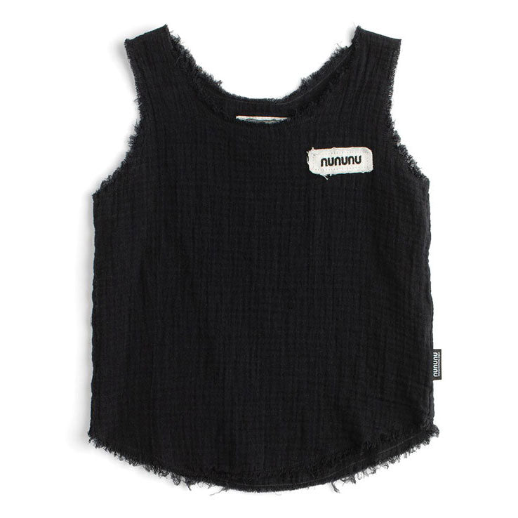 NUNUNU Black Muslin Tank Top