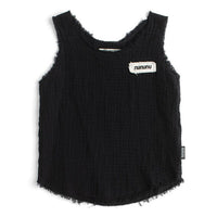 NUNUNU Black Muslin Tank Top