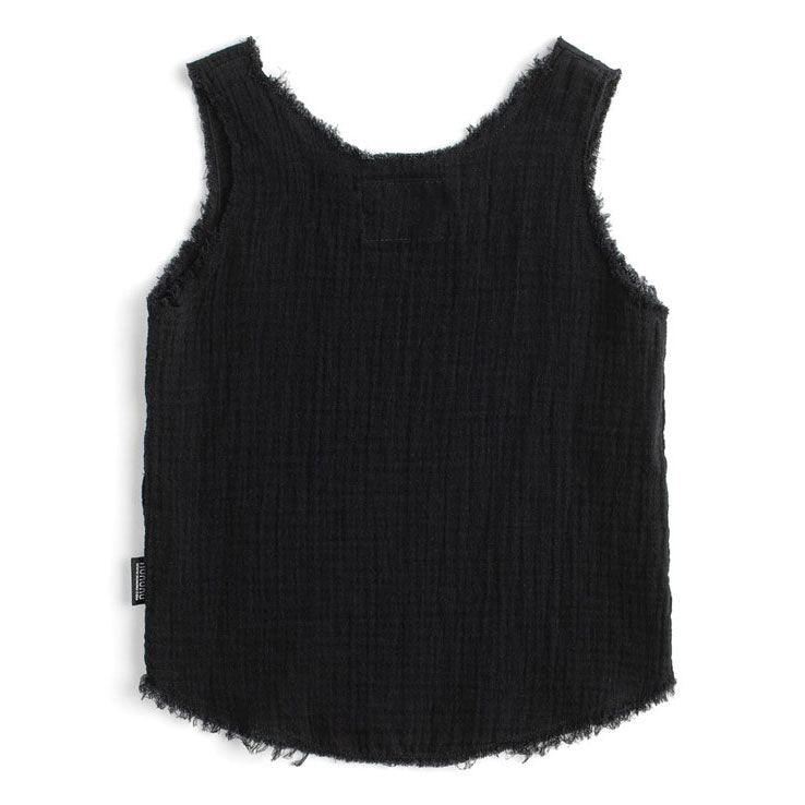 NUNUNU Black Muslin Tank Top