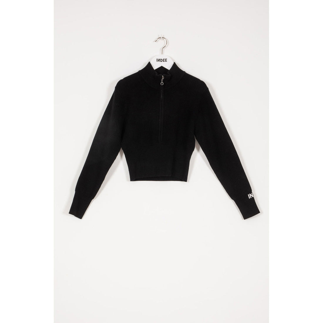INDEE Black Knit Sweater With Zipped Collar