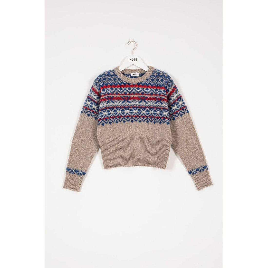 INDEE Off White Jacquard Knit Sweater