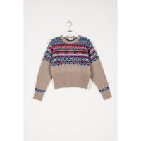 INDEE Off White Jacquard Knit Sweater