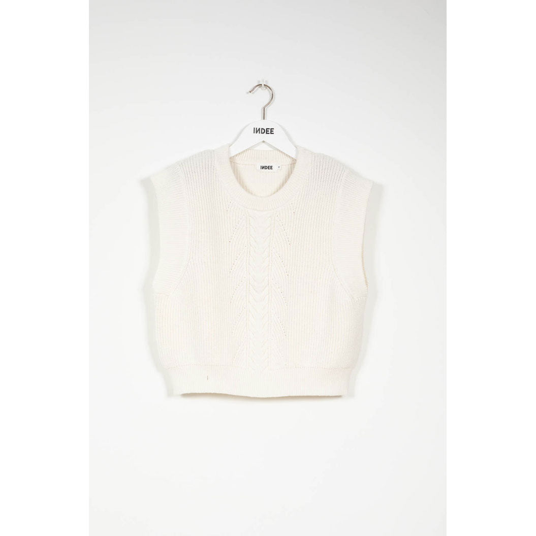 Indee Cream Knit Oversized Vest
