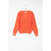Indee Flame Red Plain Mohair Knit Cardigan