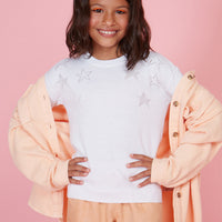 Autumn Cashmere Bleach White Pointelle Star Drop Shoulder Crew