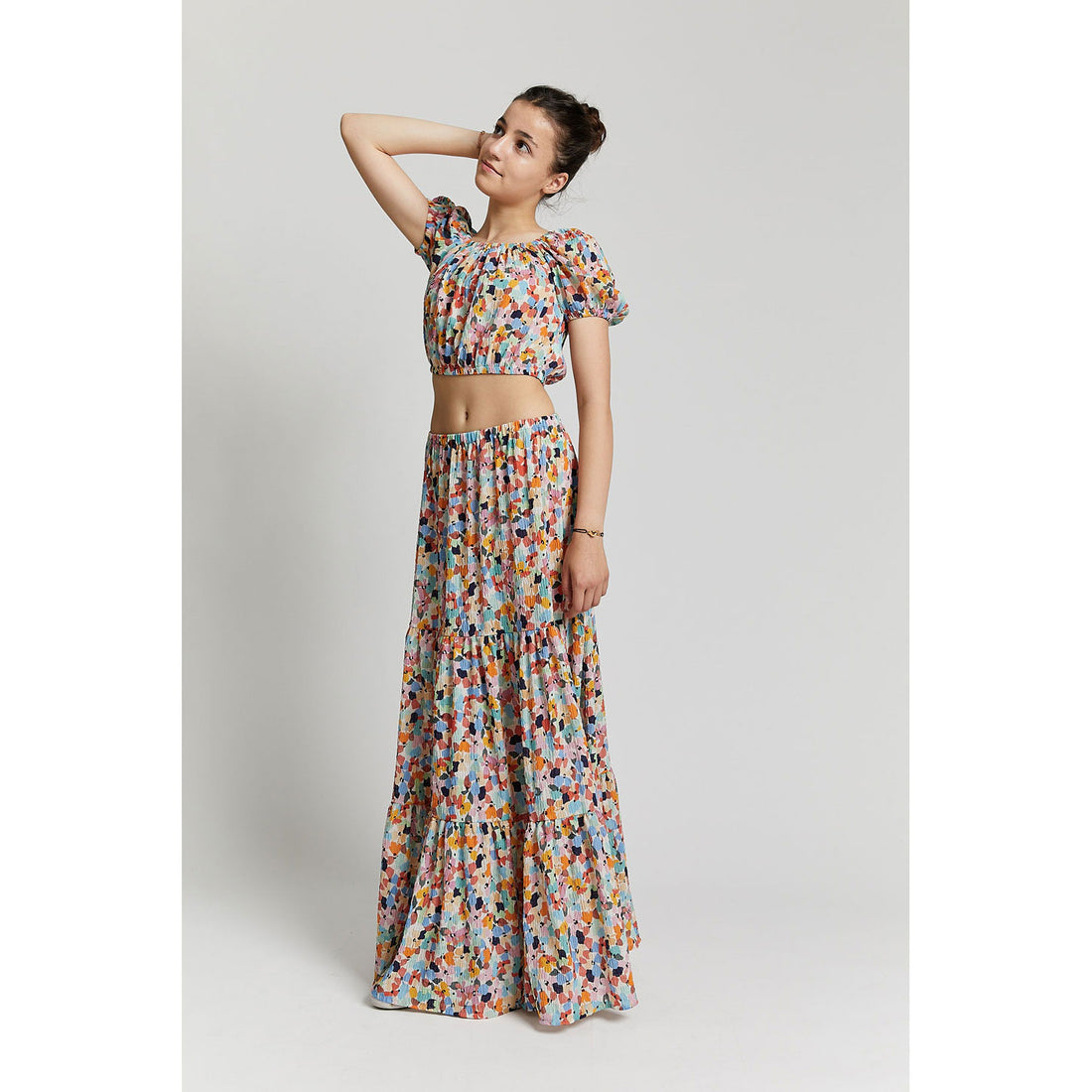 Indee Mango Orange Long Printed Skirt