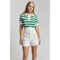 Indee Palm Green Striped Nashi Knit Polo
