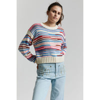 Indee Chili Red Multi Stripe CN Knit Sweater