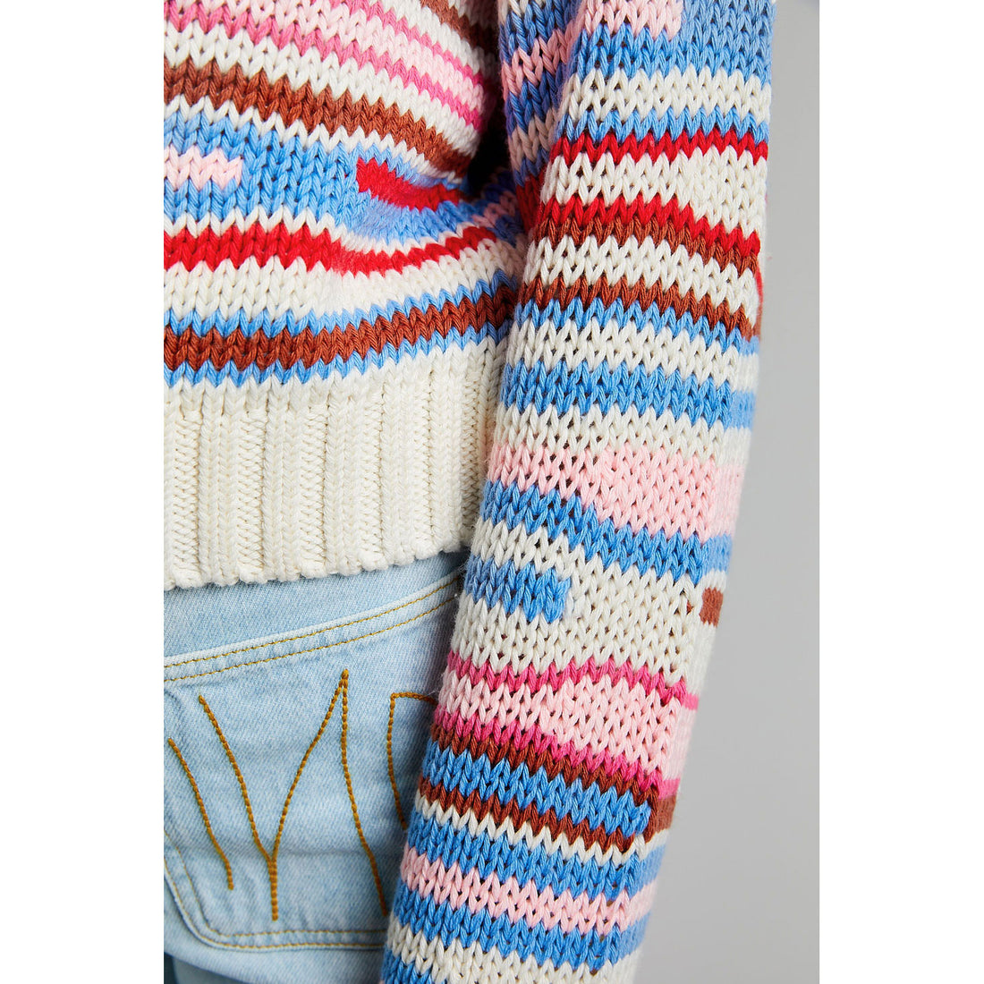 Indee Chili Red Multi Stripe CN Knit Sweater