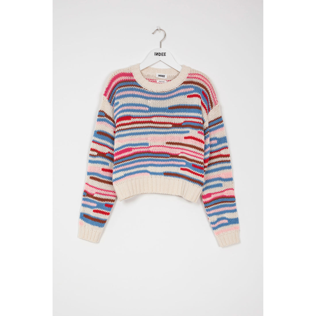 Indee Chili Red Multi Stripe CN Knit Sweater