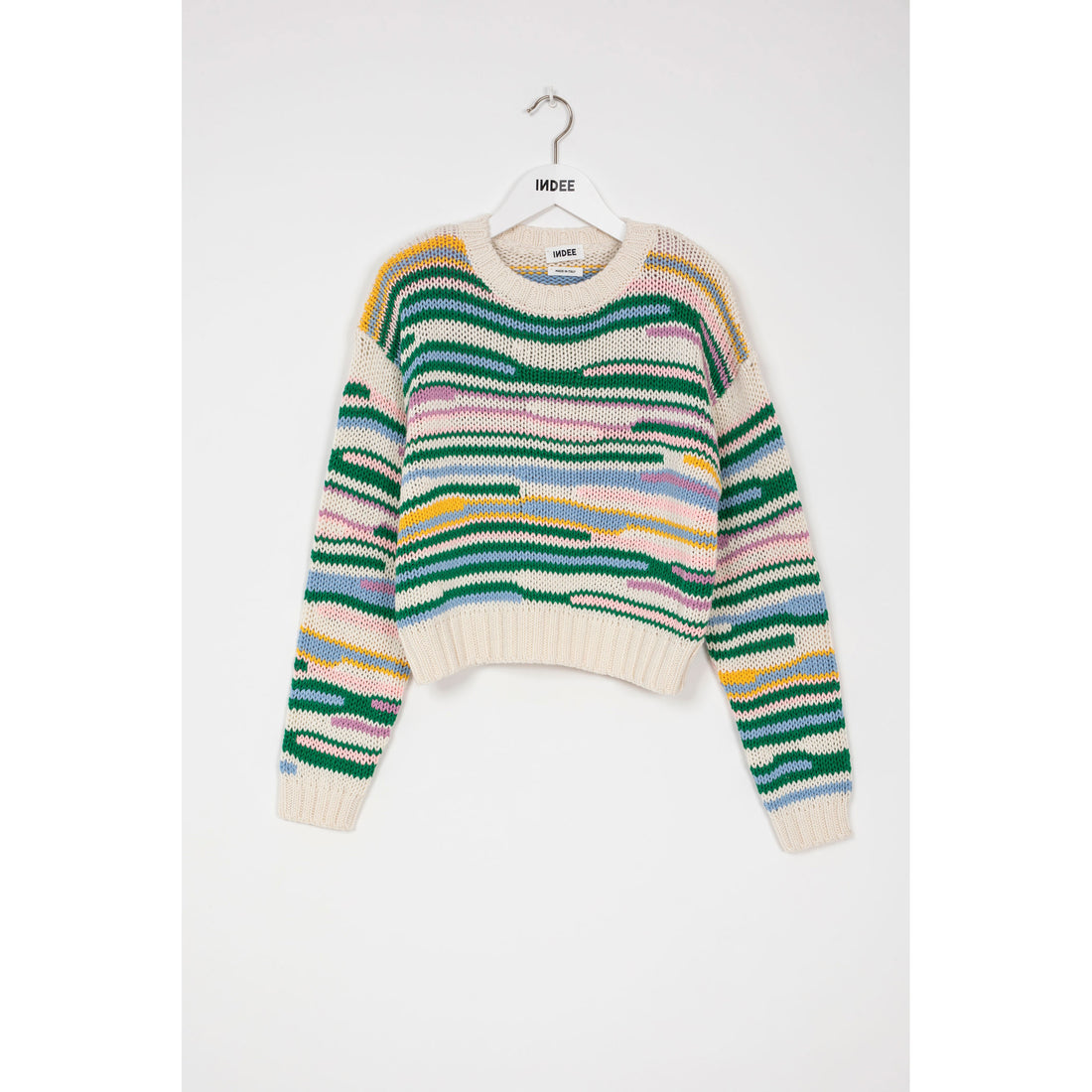 Indee Apple Green Multi Stripe CN Knit Sweater