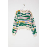 Indee Apple Green Multi Stripe CN Knit Sweater