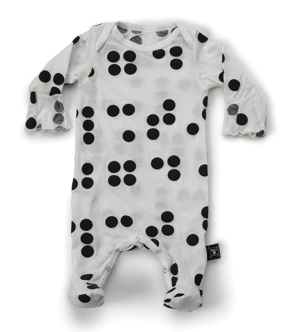 NUNUNU White Braille Footed Overalls