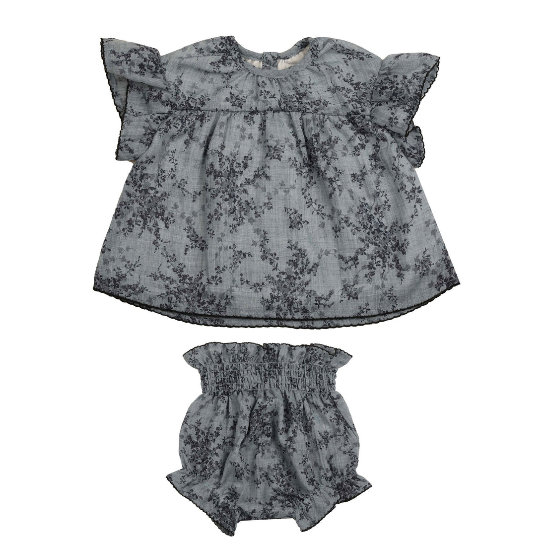 Noma Blue Floral Embroidered Edge Baby Set