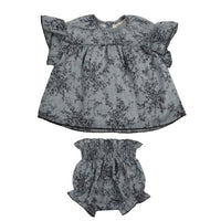 Noma Blue Floral Embroidered Edge Baby Set