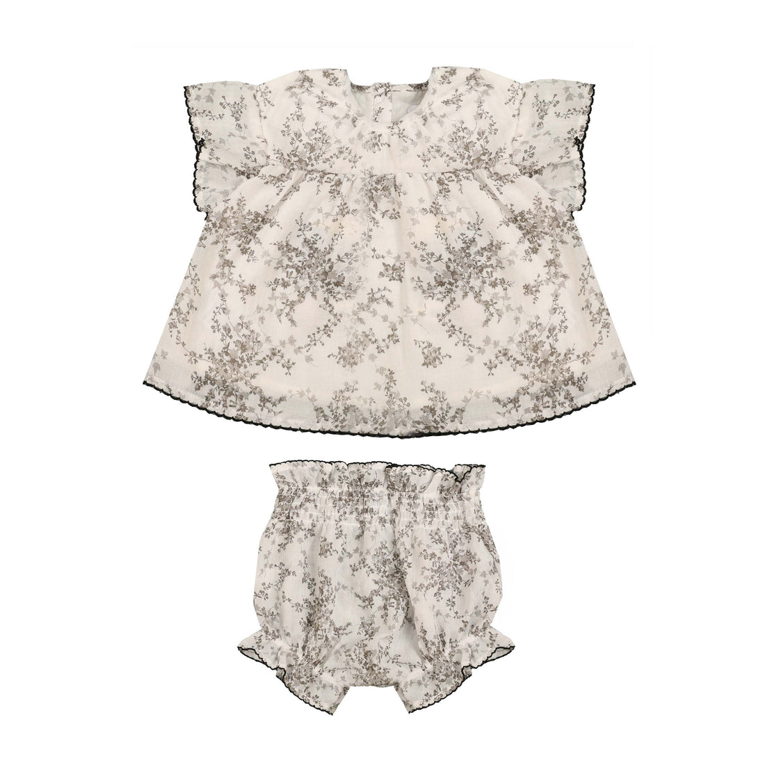 Noma Ivory Floral Embroidered Edge Baby Set