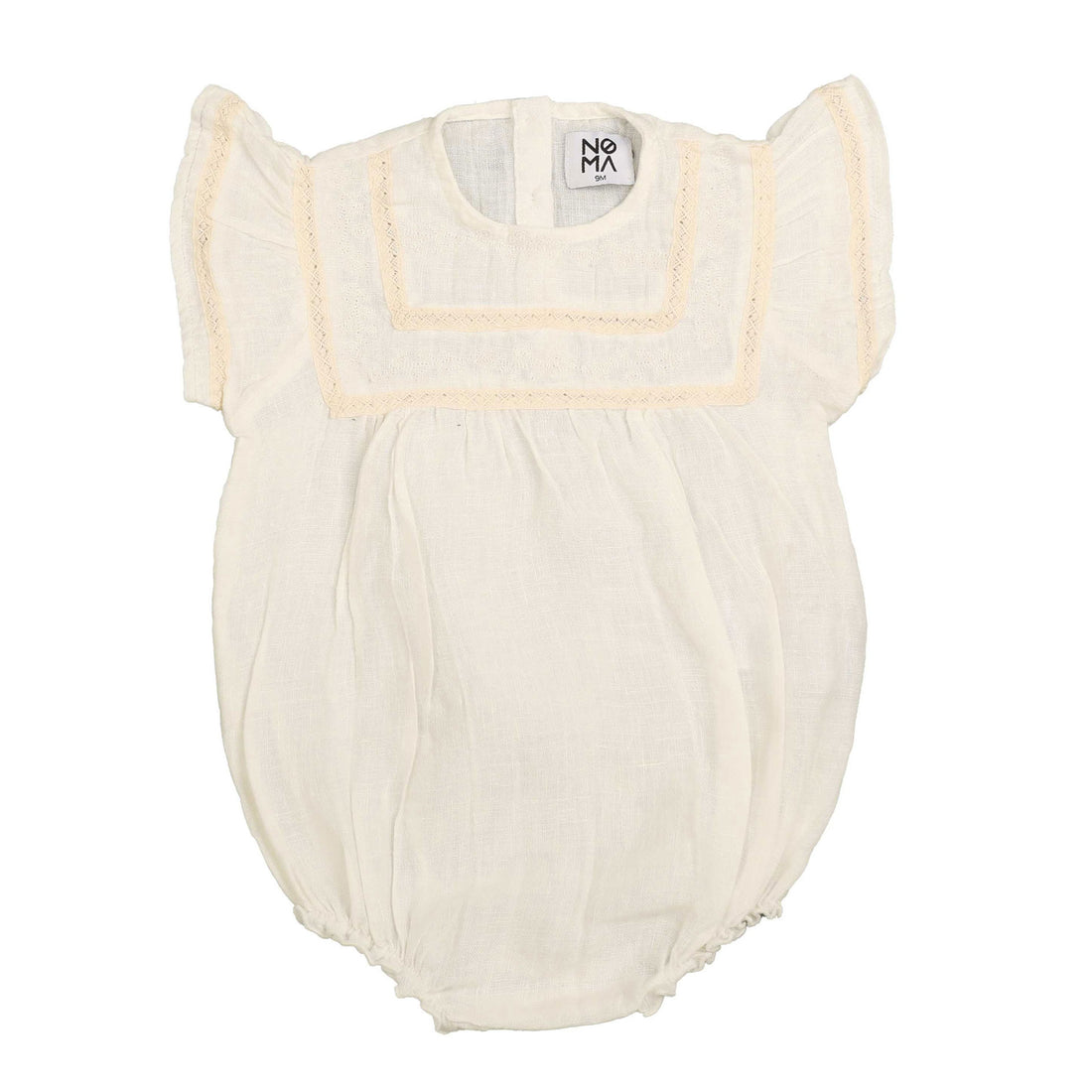 Noma Ivory Distressed Linen Flutter Romper