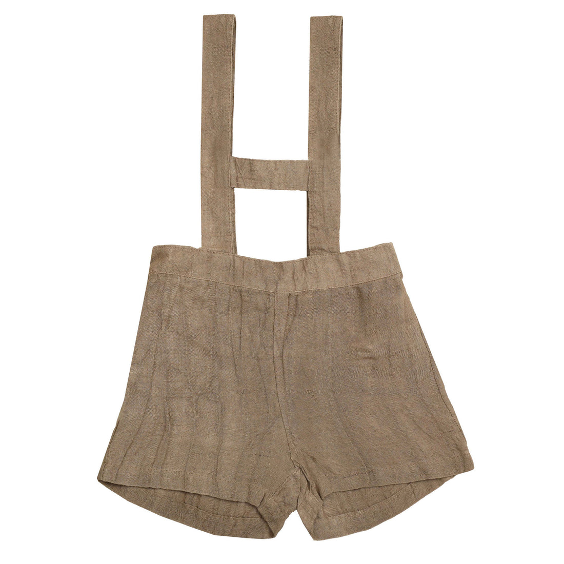 Noma Brown Distressed Linen Baby Overalls