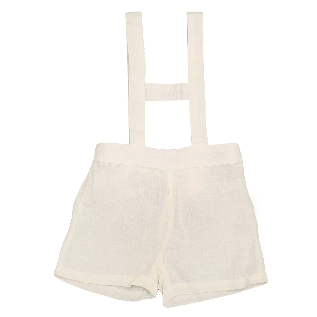 Noma White Distressed Linen Baby Overalls